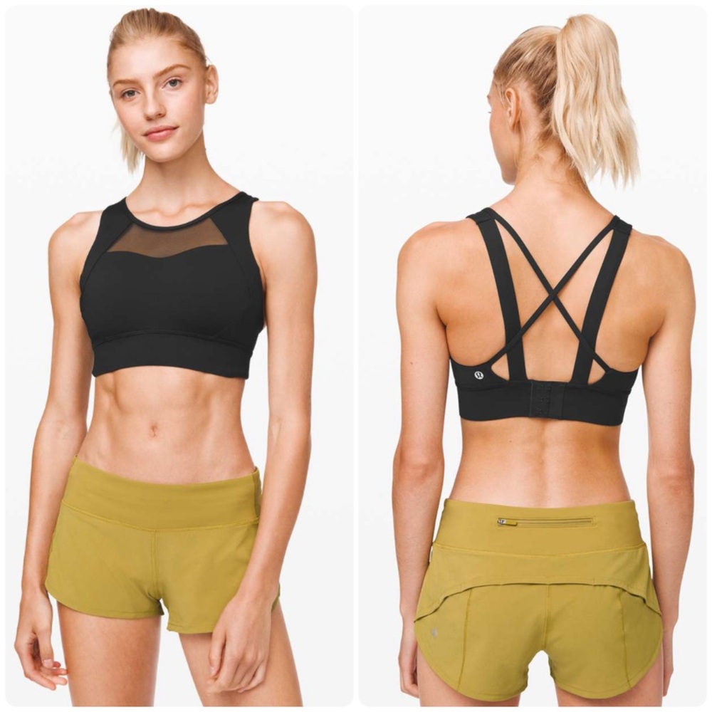 Lululemon Breathe It In Sports Bra Womens Size 2 Black Padded LW2BJRS